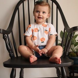 Orange Print Short Sleeve Graphic Bodysuit T-Shirt